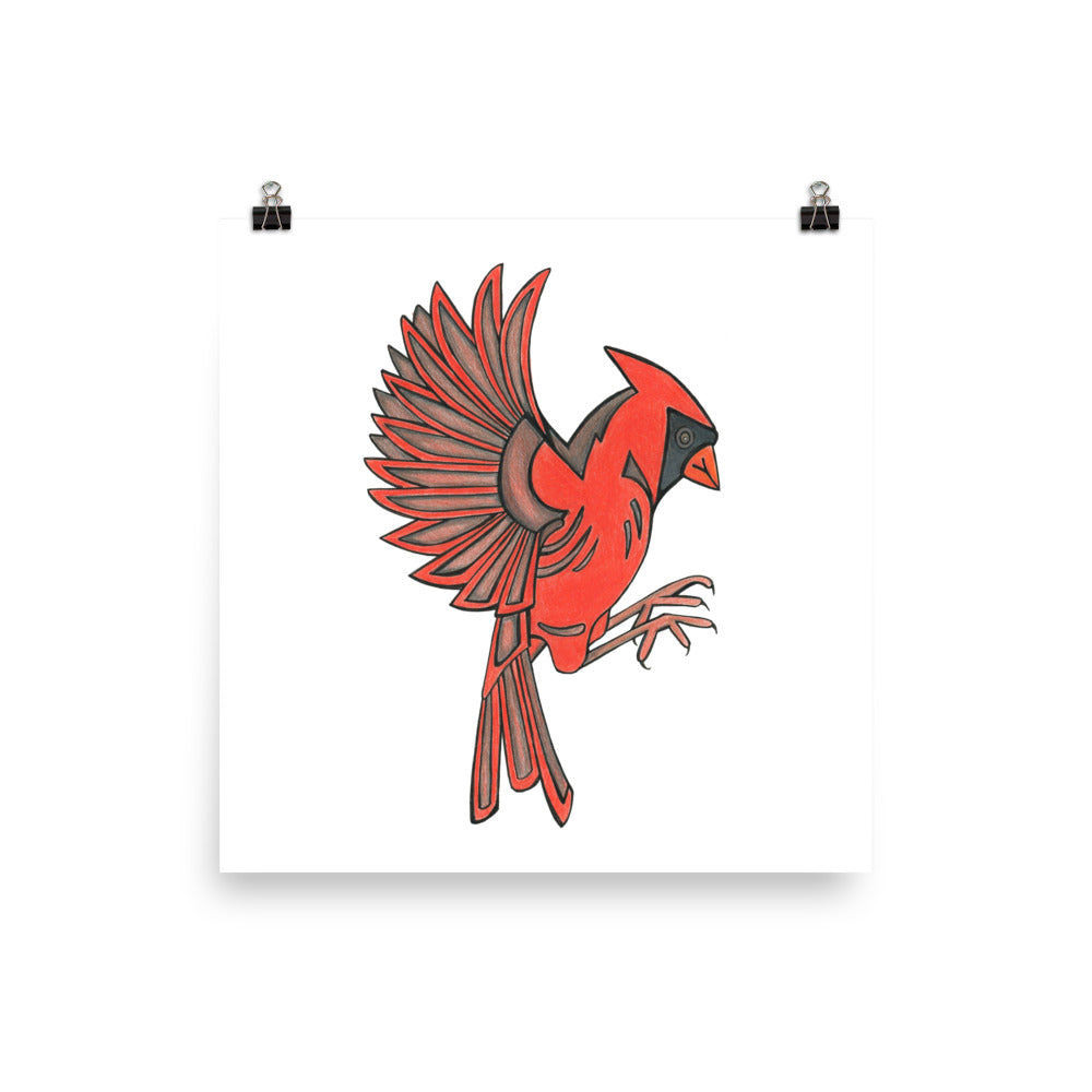 Northern Cardinal In Flight Print