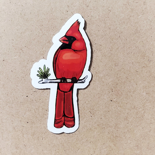 Northern Cardinal 3 inch Sticker, NOCA Bird