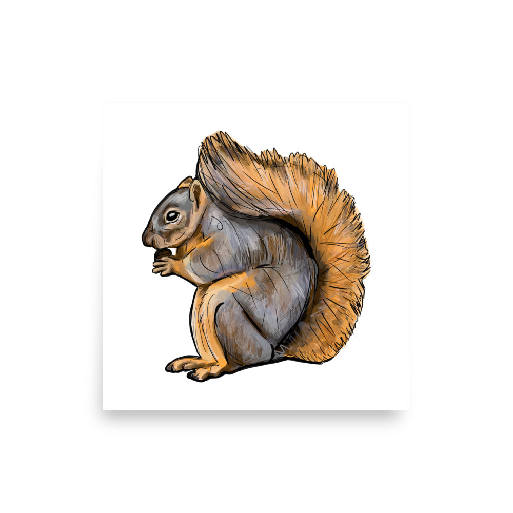 Fox Squirrel Animal Illustration Print