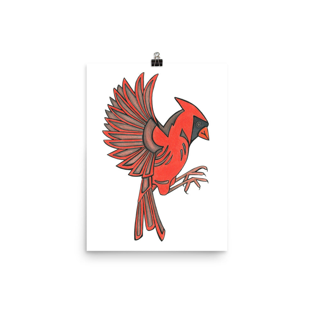 Northern Cardinal In Flight Print