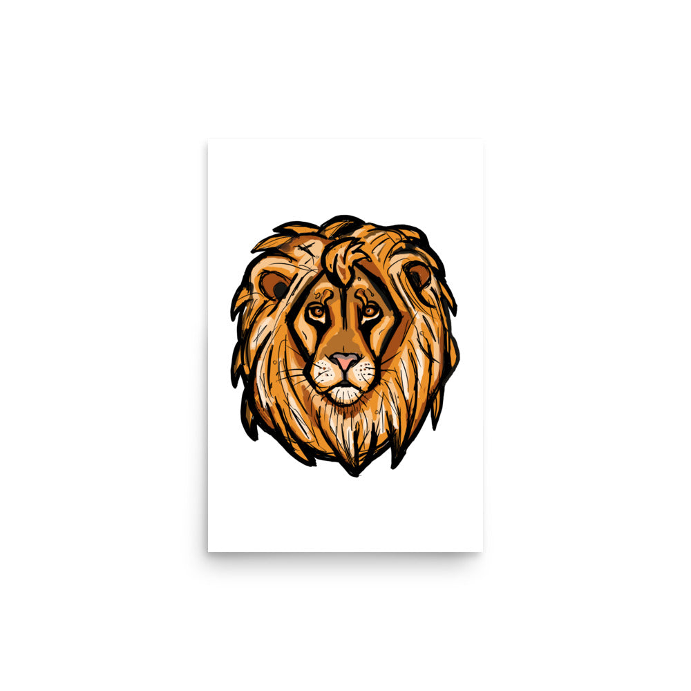 African Lion Wildlife Illustration Print