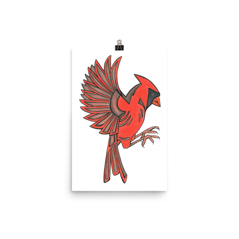 Northern Cardinal In Flight Print