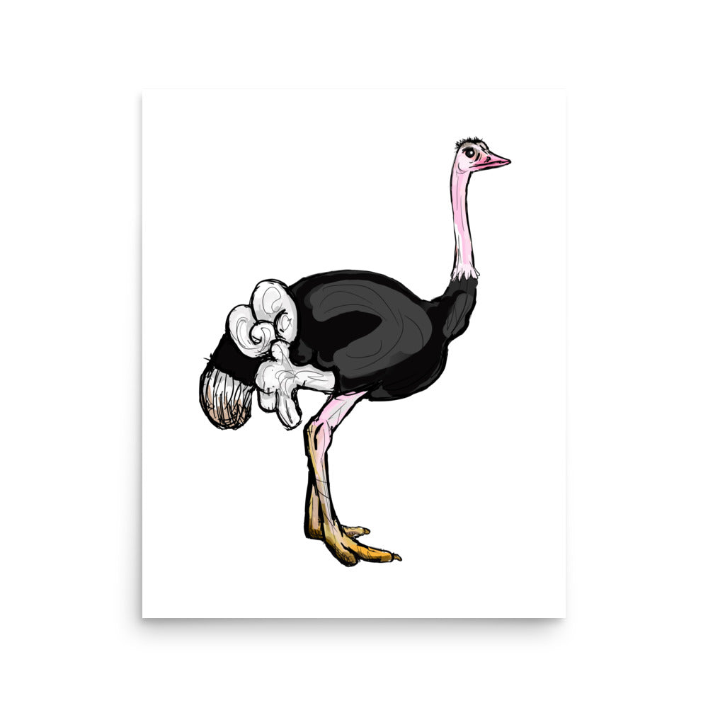 Ostrich Wildlife Illustration Print
