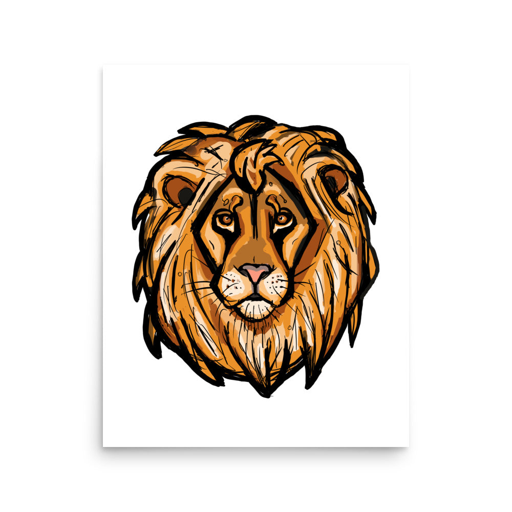 African Lion Wildlife Illustration Print